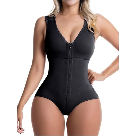Women's 055zf Black Shapewear Tummy Control Bodysuit Full Body Shaper